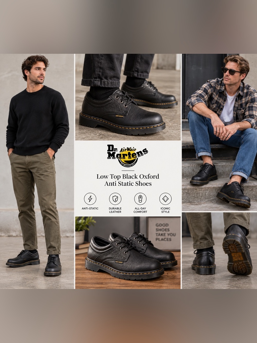 Dr. Martens Low Top Black‎ Oxford Anti Static Shoes